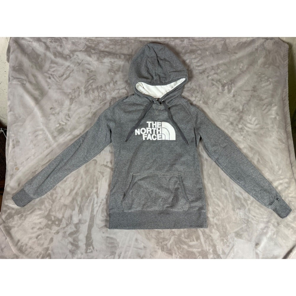 The North Face Womens Grey Pullover Hoodie Embroidered Logo Size Medium